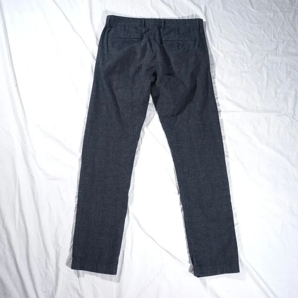 J.Crew Stretch 484 Slim Pants Navy Blue Glen Plaid 31x32